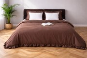 Prémium pamut ágyneműhuzat 220x200 barna fodros