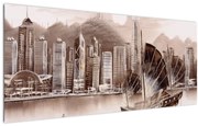 Kép - Victoria Harbour, Hong Kong, szépia hatás (120x50 cm)