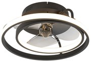 Mennyezeti ventilátor fekete 46,5 cm LED-del, távirányítóval - Kees