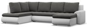 Tokio U sarokkanapé, 3 ágyneműtartóval, bársony + műbőr, baloldali, szürke - fehér