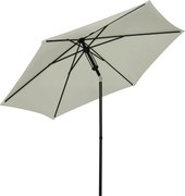 Outsunny Állítható Kerti Napernyő Kézi Nyitható Parasol Fém Magas Sűrűségű Poliészter 180g/m² Napernyő Ø 265 x 235H cm Világosszürke | Aosom