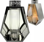 Nagy Modern Sírmécses Lampion Grafit Kápolna Fém Tükör 34cm