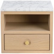 Natúr színű éjjeliszekrény márvány dekoros asztallappal Whitmore – Rowico