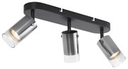 Modern mennyezeti spotlámpa gunmetal színben, 3-lámpás, forgatható és állítható - Drain
