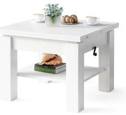 CALEB fehér, kihúzható dohányzó- és étkezőasztal emelhető asztallappal
