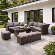 Avenberg CORSICA Nagy családi kerti garnitúra - barna/sötétszürke