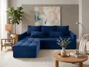 Sötétkék kihúzható sarokkanapé ZENOVA 220 x 140 cm, kétoldalas