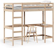 tömör fenyőfa galériaágy íróasztallal 80 x 200 cm