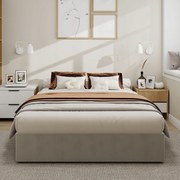 Kárpitozott ágy franciaágy 140x200cm Hidraulika Nincs fejtámla Bézs