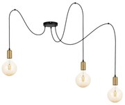 Csillár zsinóron MIROS 3xE27/60W/230V pók fekete/arany