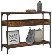 füstös tölgy színű szerelt fa tálalóasztal polccal 100x29x75 cm