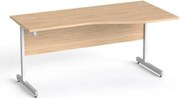 Íróasztal, íves, jobbos, szürke fémlábbal, 160x80 cm, MAYAH Freedom SV-29, tölgy (IBXA29T)