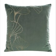 Párnahuzat 45x45 cm mentazöld arany színű páfránylevél mintával