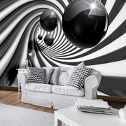 Fotótapéta - 3D fekete-fehér alagút (152,5x104 cm)