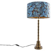 Art Deco asztali lámpa bronz színű, bársony pillangós árnyékolóval, 35 cm - Pisos