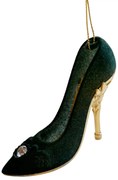 Zöld bársony karácsonyi cipellő dísz 8cm