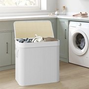 Bambusz kosár szennyestartó 3 rekeszes 3x50l, fehér