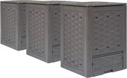 vidaXL 3 db barna műanyag rattan kerti komposztáló 60x60x83 cm 900 L