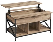 Vasagle LUBOR állítható magasságú konferencia asztal, 60x100x(48-62)cm, tevebarna/fekete