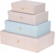 Kartondobozok Apróságok Fedéllel Rózsaszín Gyerekeknek 4 db-OS Szett