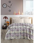 Lila-krémszínű pamut ágytakaró 200x230 cm Pique – Mila Home