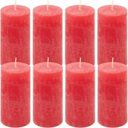 Rusztikus gyertya készlet 10 cm Ø 5 cm  8 db piros