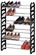 Fekete-ezüstszínű cipőtartó állvány 61,5x94,5x18 cm Malabo – Household Pleasure
