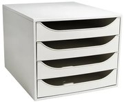 Irattároló, műanyag, 4 fiókos, EXACOMPTA Ecobox Office, szürke-szürke (EX228606D)