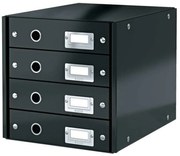 Irattároló, laminált karton, 4 fiókos, LEITZ Click&amp;Store, fekete (E60490095)