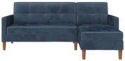 Kék bársony kinyitható sarokkanapé (variálható sarok) Lilly – Støraa