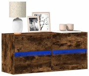 füstös tölgy színű fali TV-szekrény LED-ekkel 100x31x45 cm