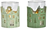 GREEN HOUSES üveg gyertyatartó 13 cm zöld - többféle változatban