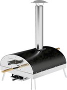 Outsunny Mini Hordozható Kültéri Pizza Sütő Fatüzeléses Sütő Refrakter Kővel Ø33 cm Fa Fogantyúkkal, Hőmérővel és Forgó Tálcával Kert, Terasz, Kemping