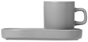 Pilar 2 db szürke kerámia eszpresszó csésze és csészealj, 50 ml - Blomus