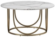 Fehér-aranyszínű kerek dohányzóasztal márvány dekorral ø 79 cm Gwyneth – CosmoLiving by Cosmopolitan