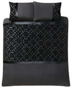 Fekete kétszemélyes bársony ágyneműhuzat 200x200 cm Lattice Cut – Catherine Lansfield