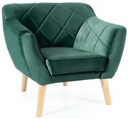 Karo 1 bársony fotel zöld bükkfa