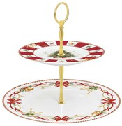 Karácsonyi porcelán két emeletes süteményes állvány díszdobozban Christmas Tale