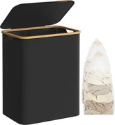 SONGMICS szennyeskosár fedéllel 130L, 2 rekeszes nagyméretű szennyes tartó, fekete