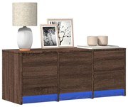 barna tölgy színű szerelt fa TV-szekrény LED-del 97x34x40 cm