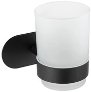 Matt fekete öntapadós üveg fogkefetartó pohár Orea – Wenko