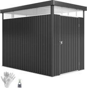 Outsunny 4m² Kerttároló Horganyzott Acélból Leeresztő Nyílásokkal és Átlátszó Akryl Ablakokkal, Eszköztároló Tetővel, Zárható Ajtóval Kulcsokkal és Ke