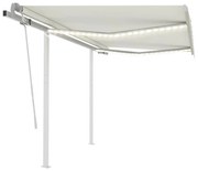 krémszínű kézzel kihúzható LED-es napellenző 3 x 2,5 m