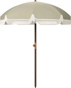 Outsunny Nagy Strandernyő Fringes Ø190 cm Kültéri Teraszernyő UV40+ Védelemmel, Szélálló, Vízálló, 32 mm Átmérőjű Cövek és Világos Olajzöld Szállítótá