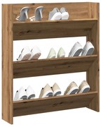 kézműves tölgy színű szerelt fa fali cipőszekrény 80x18x90 cm