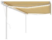 sárga-fehér szélérzékelős és LED-es napellenző 5 x 3 m