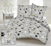 CAT GREY gyermek pamut ágynemű Ágynemű mérete: 90x135 cm, A csomag tartalma: Készletcsomagolás
