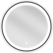 Mexen Esso világított, kerek fürdőszobai tükör, 60 cm, LED 6000K, páramentes, fekete keret - 9825-060-060-611-70