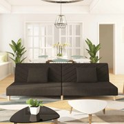 kétszemélyes barna szövet kanapéágy két párnával