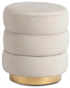 Bézs bársony kárpitozott puff AURA